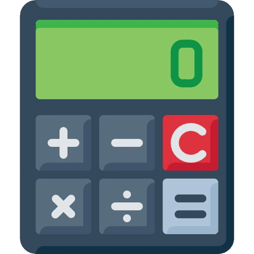 Icon representing various online calculators like BMI, age, date, and discount calculators